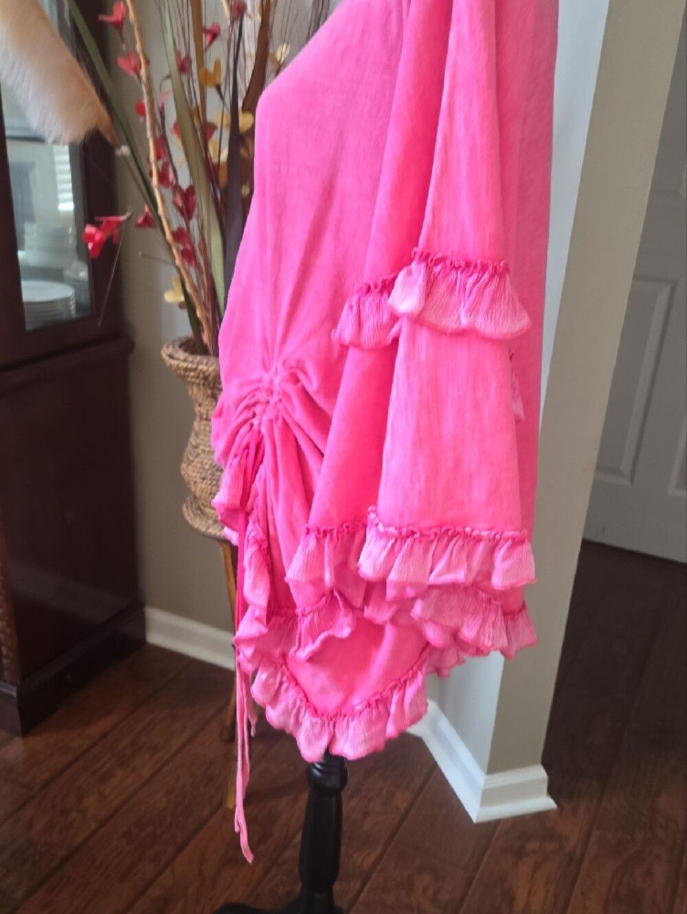 Oli & Hali Bright Pink Ruffle Drawstring Tunic - Picture 5 of 7